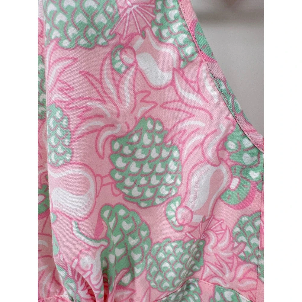 Vineyard Vines Lizzie Dress Womens 10 NWT Pink‎ Pineapple Smoothie Halter Cotton